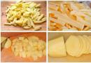 Нарязване на картофи - различни видове